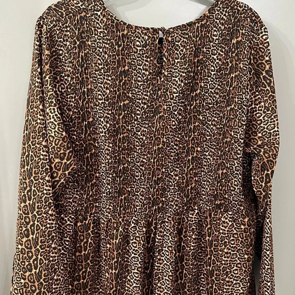 NWT Daisy Street ASOS Leopard Long Sleeve Smocked Midi Dress Size 5X - Picture 3 of 5